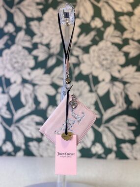 Juicy Couture Pink Crystal Logo Wristlet Cardholder NWT